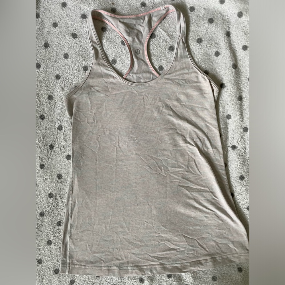 lululemon athletica Light Beige Racerback Tank with Pink Trim